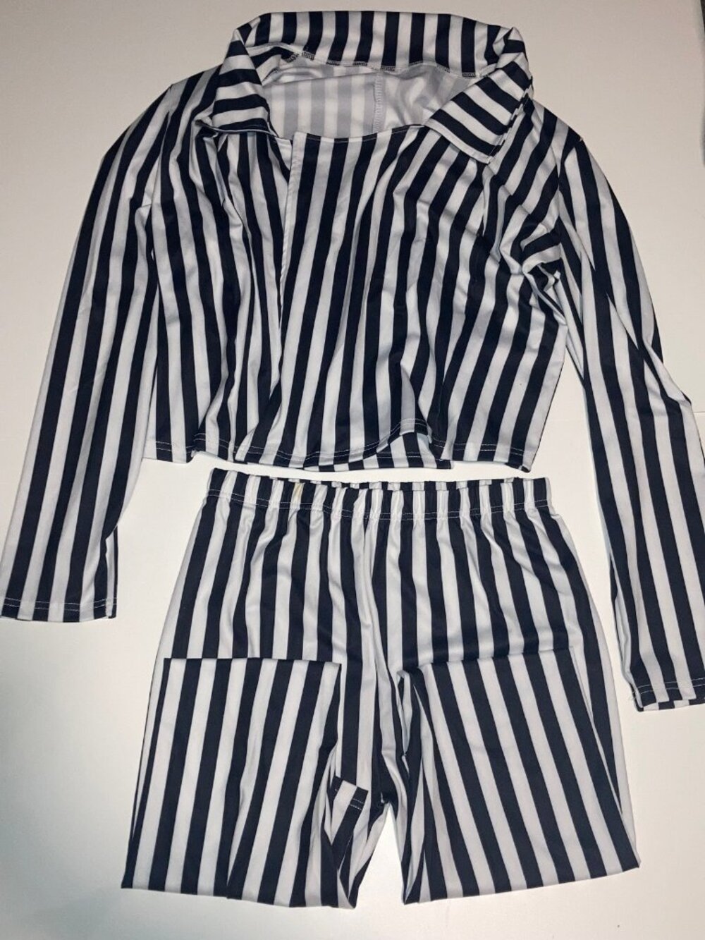 Black and White Striped Jacket and Pants 2XL Costume